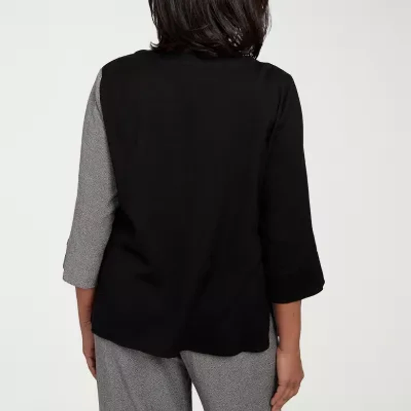 Alfred Dunner Santa Barbara Womens Crew Neck 3/4 Sleeve T-Shirt
