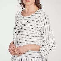 Alfred Dunner Santa Barbara Womens Crew Neck 3/4 Sleeve T-Shirt