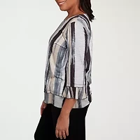 Alfred Dunner Santa Barbara Womens Crew Neck 3/4 Sleeve T-Shirt