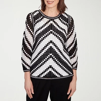 Alfred Dunner Santa Barbara Womens Crew Neck 3/4 Sleeve T-Shirt