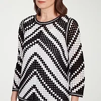 Alfred Dunner Santa Barbara Womens Crew Neck 3/4 Sleeve T-Shirt