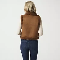 JS Jessica Simpson Womens Faux Shearling Midweight Vest Coat