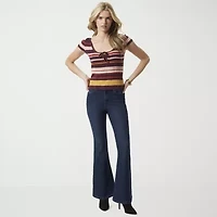 JS Jessica Simpson Womens Scoop Neck Short Sleeve Striped Pullover Sweater