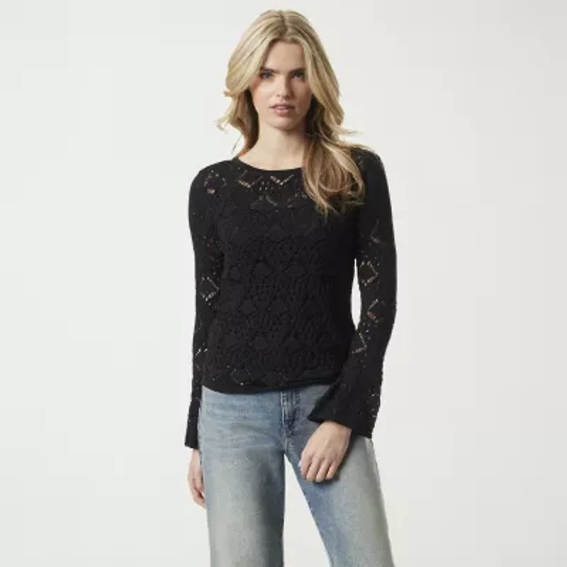 JS Jessica Simpson Womens Round Neck Long Sleeve Pullover Sweater