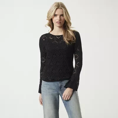 JS Jessica Simpson Womens Round Neck Long Sleeve Pullover Sweater