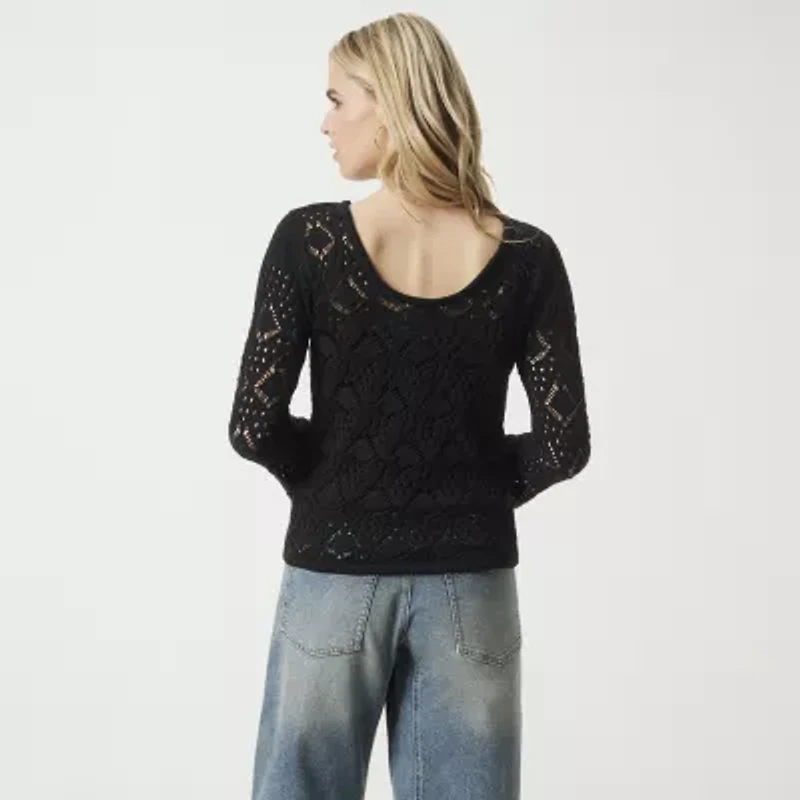 JS Jessica Simpson Womens Round Neck Long Sleeve Pullover Sweater