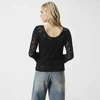 JS Jessica Simpson Womens Round Neck Long Sleeve Pullover Sweater