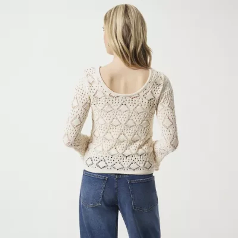 JS Jessica Simpson Womens Round Neck Long Sleeve Pullover Sweater