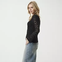 JS Jessica Simpson Womens Round Neck Long Sleeve Pullover Sweater