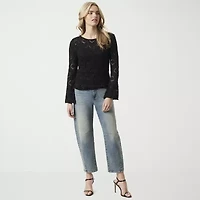 JS Jessica Simpson Womens Round Neck Long Sleeve Pullover Sweater