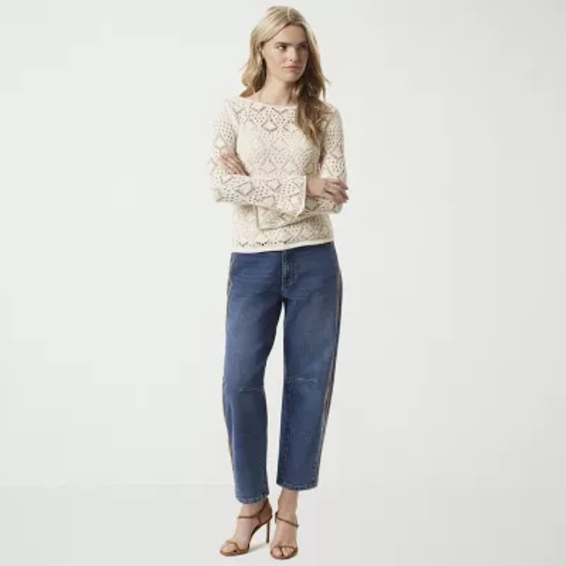 JS Jessica Simpson Womens Round Neck Long Sleeve Pullover Sweater