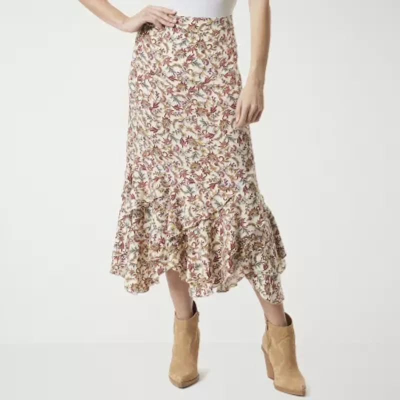 JS Jessica Simpson Dobby Womens Midi A-Line Skirt