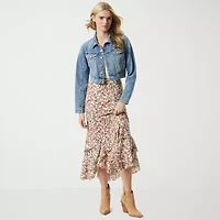 JS Jessica Simpson Dobby Womens Midi A-Line Skirt