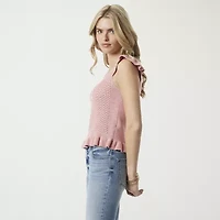 JS Jessica Simpson Womens V Neck Sleeveless Cable Knit Pullover Sweater