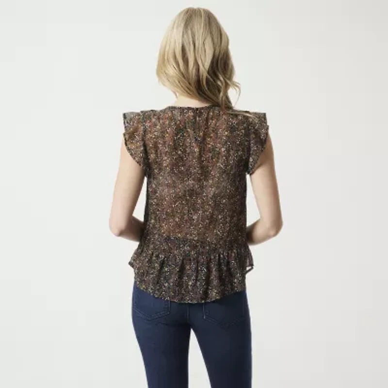 JS Jessica Simpson Womens Round Neck Sleeveless Blouse