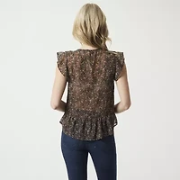 JS Jessica Simpson Womens Round Neck Sleeveless Blouse