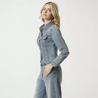 JS Jessica Simpson Denim Womens Long Sleeve Fitted Regular Fit Button-Down Shirt