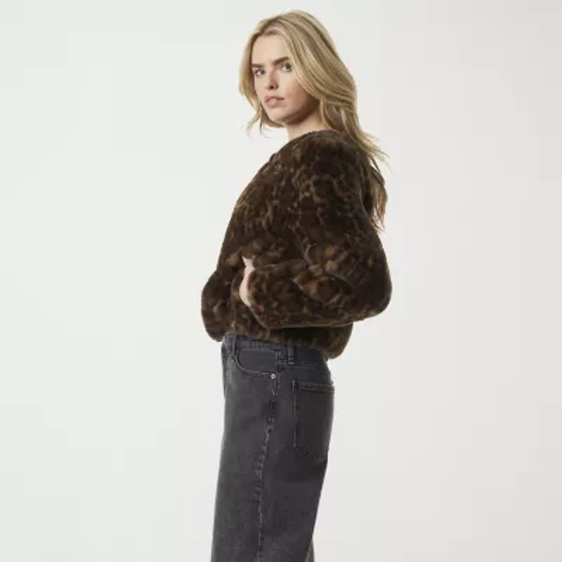 JS Jessica Simpson Womens Faux Shearling Midweight Coat