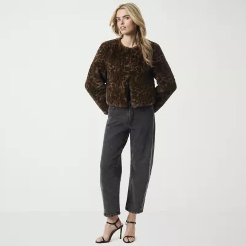 JS Jessica Simpson Womens Faux Shearling Midweight Coat