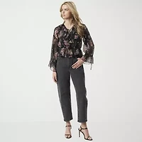 JS Jessica Simpson Womens Keyhole Neck Long Sleeve Lined Blouse