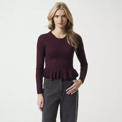 JS Jessica Simpson Womens Round Neck Long Sleeve Pullover Sweater