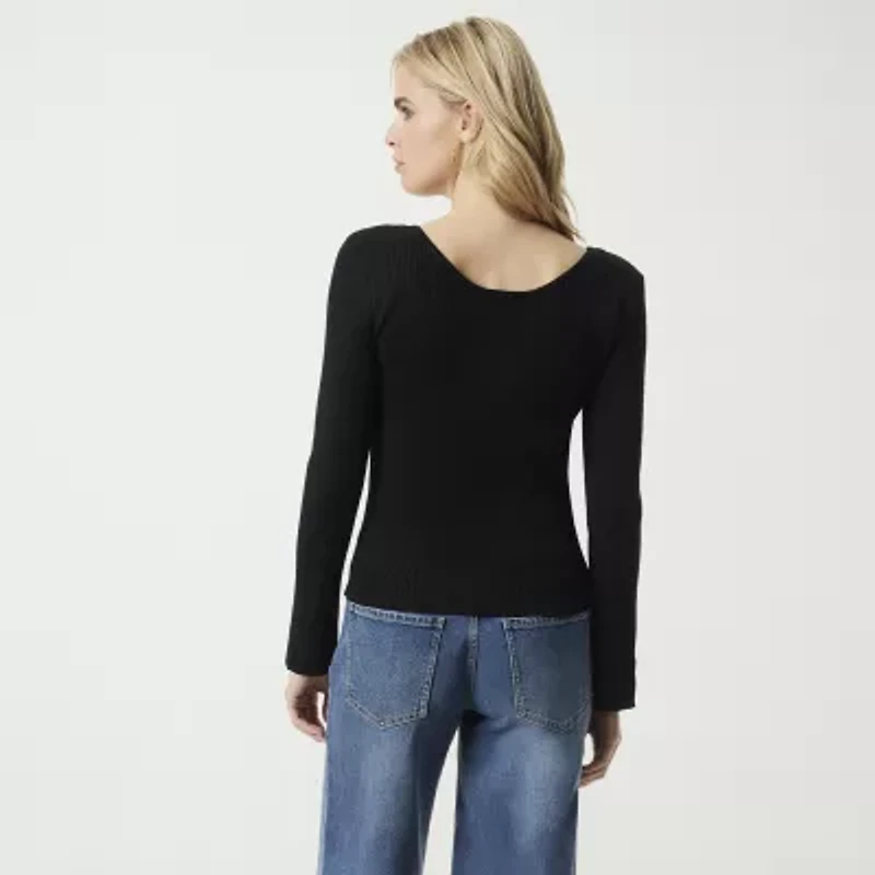 JS Jessica Simpson Womens Round Neck Long Sleeve Pullover Sweater