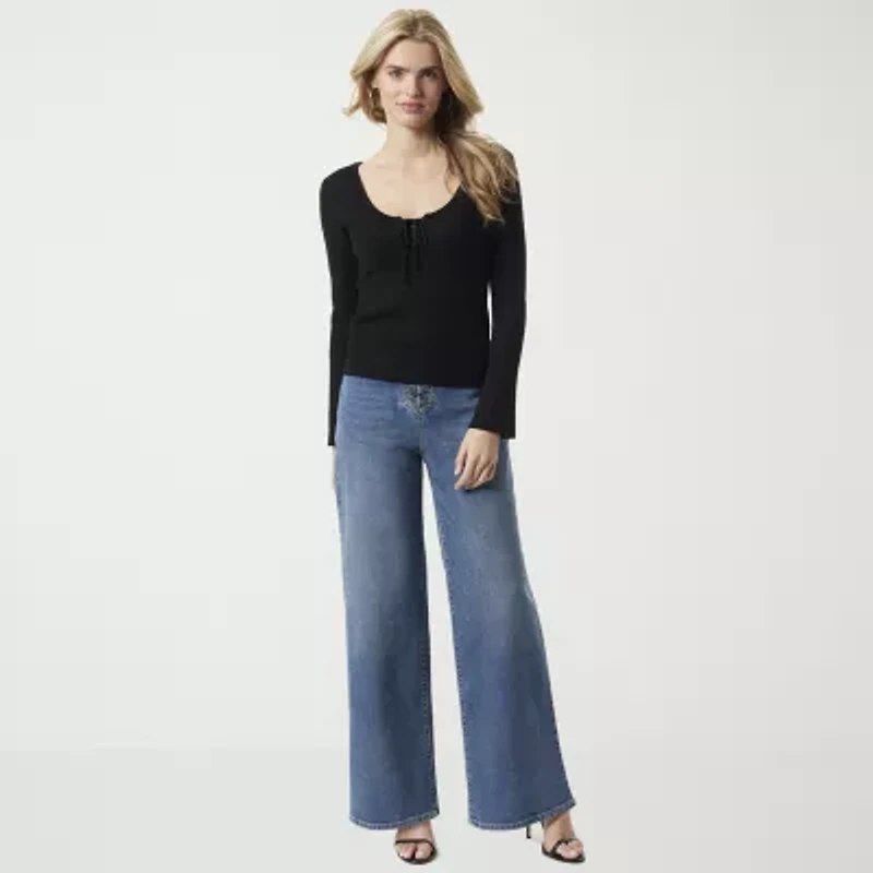 JS Jessica Simpson Womens Round Neck Long Sleeve Pullover Sweater