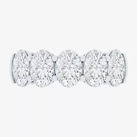 (F / Vs2) Womens 23.MM 4 CT. T.W. Lab Grown White Diamond 10K Gold Oval 5-Stone Wedding Band