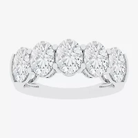 (F / Vs2) Womens 23.MM 4 CT. T.W. Lab Grown White Diamond 10K Gold Oval 5-Stone Wedding Band