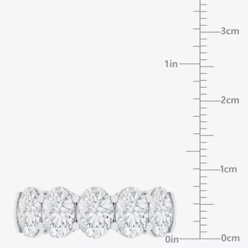 (F / Vs2) Womens 23.MM 4 CT. T.W. Lab Grown White Diamond 10K Gold Oval 5-Stone Wedding Band