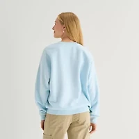 New World College League Crew Fleece Womens Juniors Neck Long Sleeve Sweatshirt