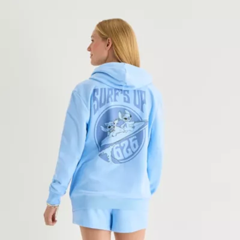 Stitch Full Zip Fleece Womens Juniors Long Sleeve Hoodie