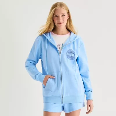 Stitch Full Zip Fleece Womens Juniors Long Sleeve Hoodie