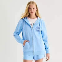 Stitch Full Zip Fleece Womens Juniors Long Sleeve Hoodie
