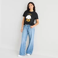 Gudetama Boyfriend Tee Womens Juniors Crew Neck Short Sleeve Loose Fit Graphic T-Shirt