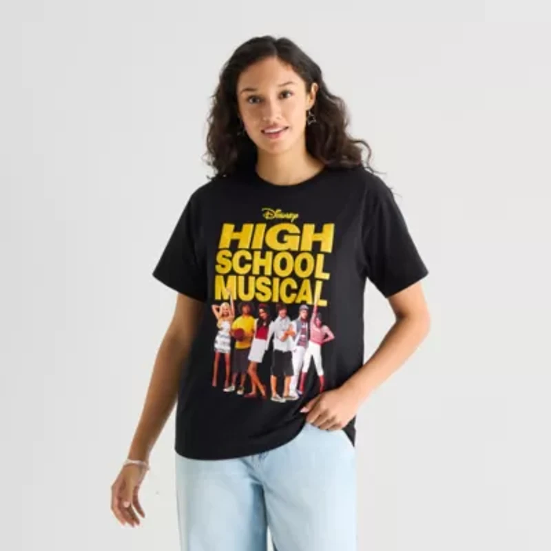 High School Musical Boyfriend Tee Womens Juniors Crew Neck Short Sleeve Loose Fit Hello Kitty Graphic T-Shirt