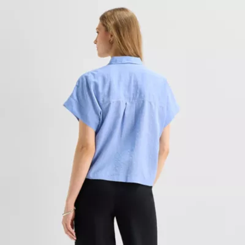 a.n.a Womens Short Sleeve Camp Shirt