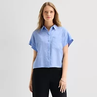 a.n.a Womens Short Sleeve Camp Shirt