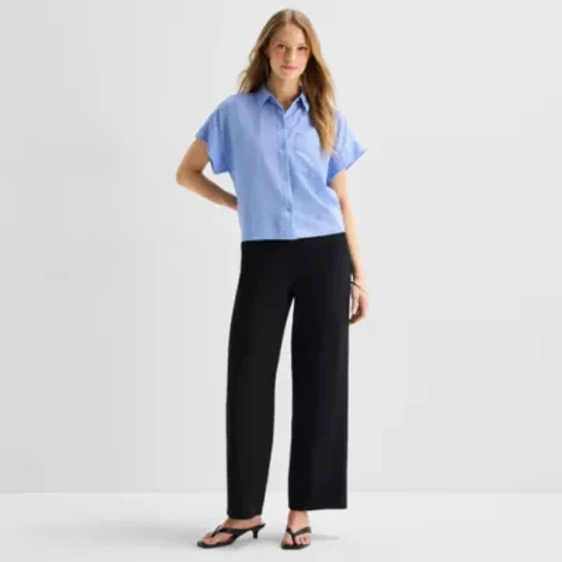 a.n.a Womens Short Sleeve Camp Shirt