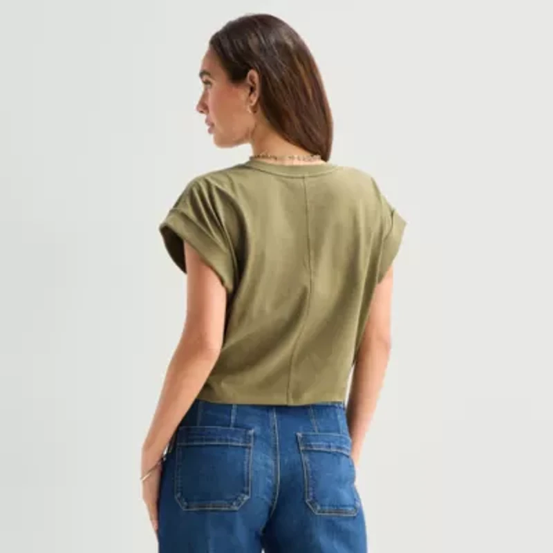 a.n.a Side Cinch Womens Crew Neck Short Sleeve T-Shirt
