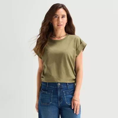 a.n.a Side Cinch Womens Crew Neck Short Sleeve T-Shirt