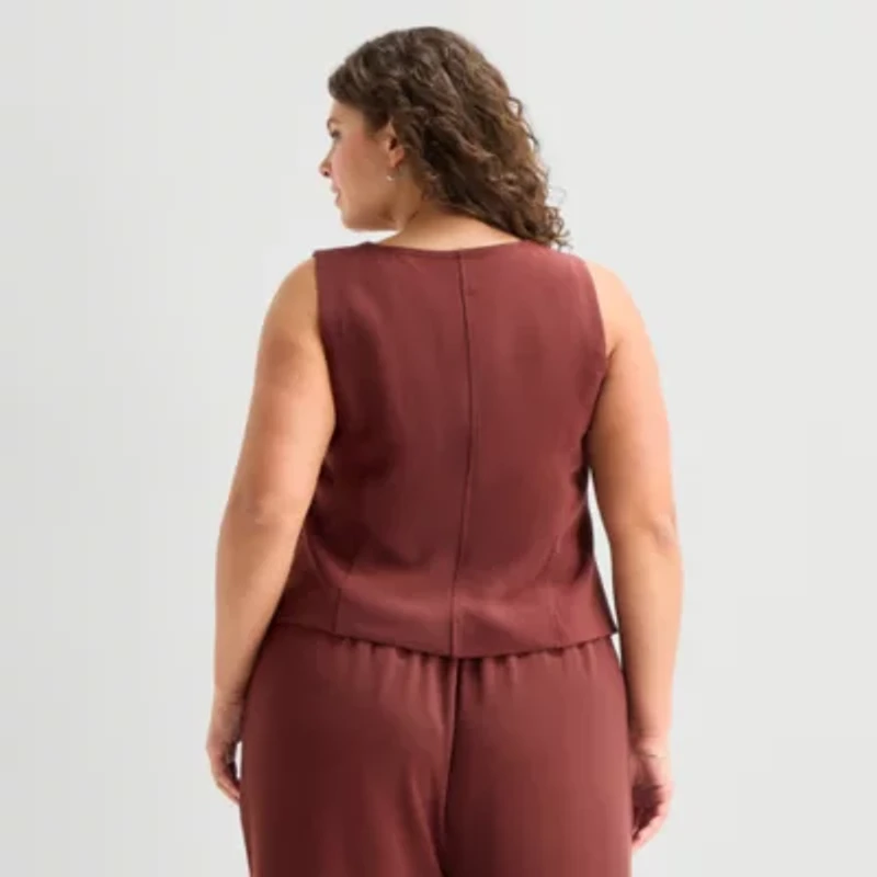 a.n.a Womens Plus V Neck Sleeveless Vest