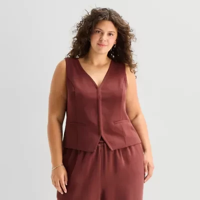 a.n.a Womens Plus V Neck Sleeveless Vest