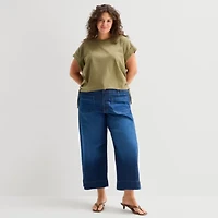 a.n.a Side Cinch Womens Plus Crew Neck Short Sleeve T-Shirt
