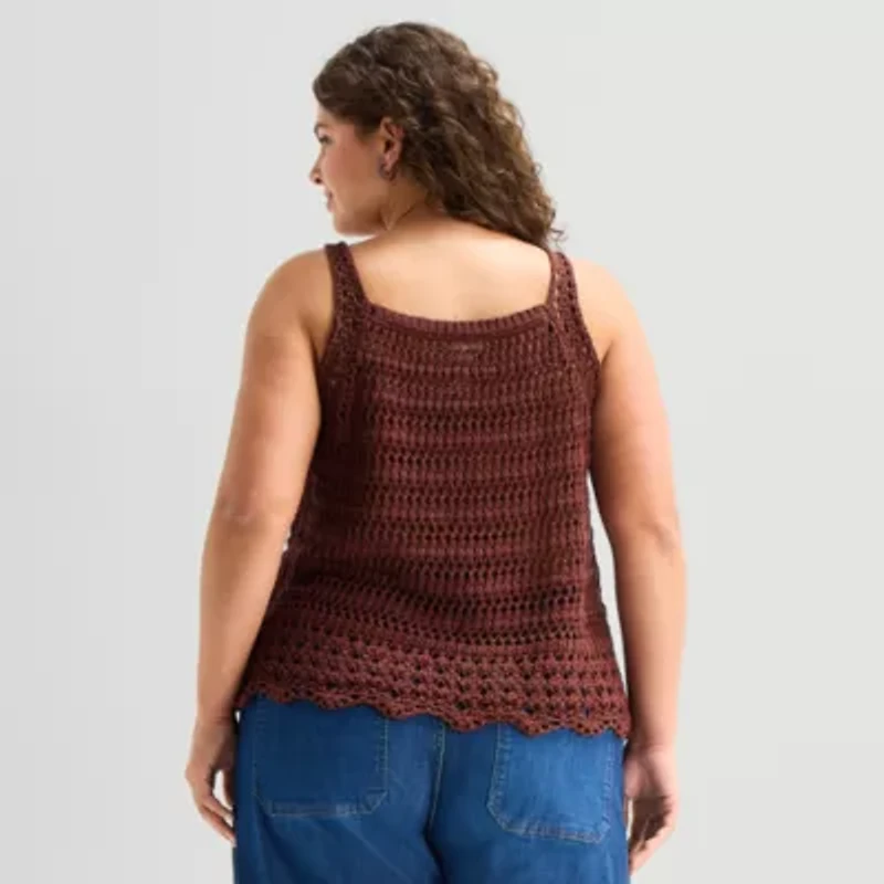 a.n.a Plus Womens Square Neck Sleeveless Pullover Sweater
