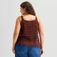 a.n.a Plus Womens Square Neck Sleeveless Pullover Sweater