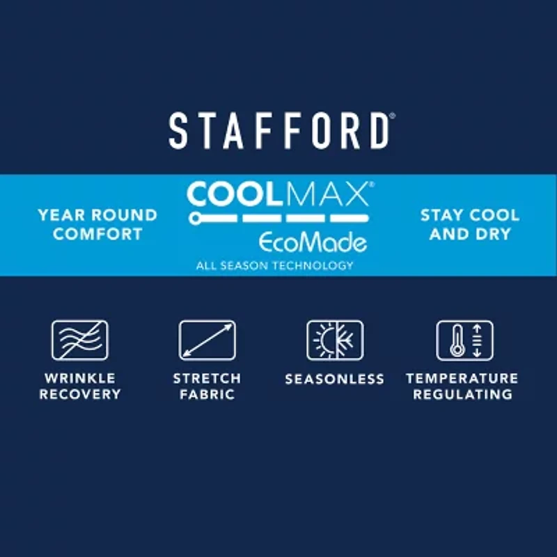 Stafford Coolmax All Season Ecomade Mens Classic Fit Plaid Flat Front Suit Pant