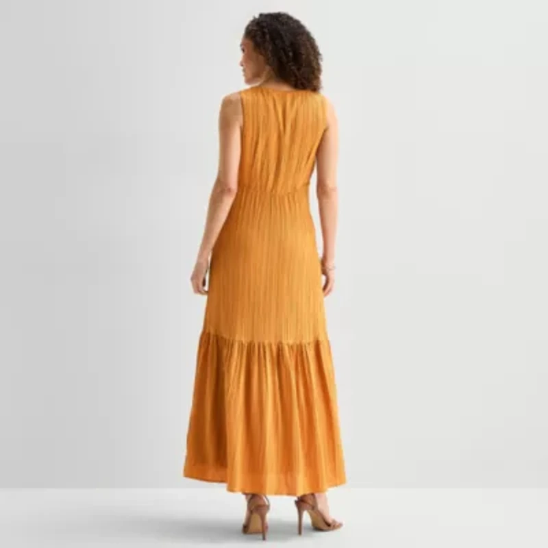 JULIAN TAYLOR Womens V Neck Sleeveless Maxi Dress