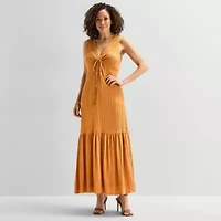 JULIAN TAYLOR Womens V Neck Sleeveless Maxi Dress