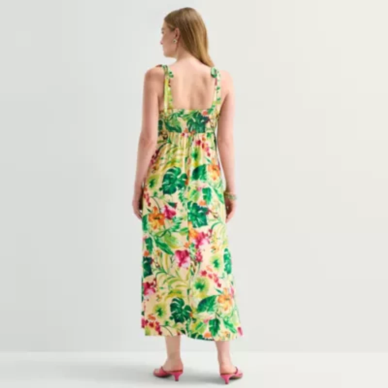 JULIAN TAYLOR Womens Straight Neck Sleeveless Maxi Dress